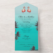 フラミンゴトロピカルビーチオールインワンウェディング招待状 オールインワン招待状 (内側)