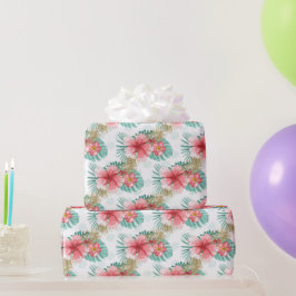 フラミンゴトロピカルピンクの鳥の女の子の誕生日 ラッピングペーパー