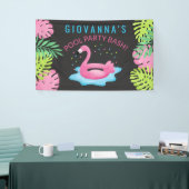 フラミンゴトロピカルプールパーティーバッシュ誕生日バナー 横断幕 (トレードショー)