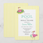 フラミンゴトロピカルプールパーティーブライダルシャワー 招待状 (正面/裏面)