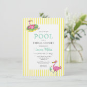 フラミンゴトロピカルプールパーティーブライダルシャワー 招待状 (スタンド正面)