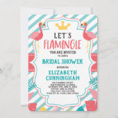 フラミンゴトロピカルレッツフラミングルブライダルシャワー 招待状 (正面)