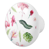 フラミンゴトロピックスサマーアイランドシックなハイビスカスピンク セラミックノブ (右)