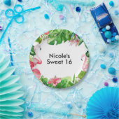 フラミンゴトロピックスサマーバースデーパエレガントーティ ペーパープレート (パーティー)