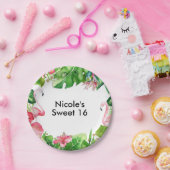 フラミンゴトロピックスサマーバースデーパエレガントーティ ペーパープレート (パーティー)