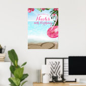 フラミンゴトロピックスハイビスカスピンクシックパーティーバナー ポスター (ホームオフィス)