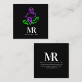 フラミンゴネオン照明ビジネスブランディング スクエア名刺 (正面/裏面)