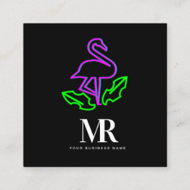 フラミンゴネオン照明ビジネスブランディング スクエア名刺