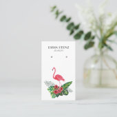 フラミンゴハイビスカス熱帯葉イヤリングディスプレイ 名刺 (スタンド正面)