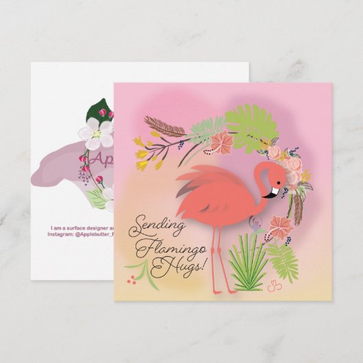 フラミンゴハグスカード (正面/裏面)