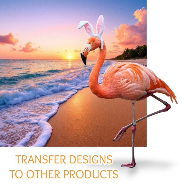 フラミンゴバニー耳ライフイースターカード (クリエイターアップロード済み)