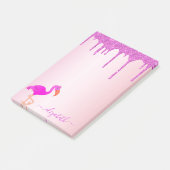 フラミンゴバラ金ゴールドパープルグリッタードリップモノグラム ポストイット (アングル)