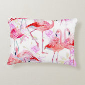 フラミンゴバラ:水彩鳥フローラ アクセントクッション (裏面)
