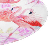 フラミンゴバラ:水彩鳥フローラ カッティングボード (角)