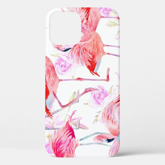 フラミンゴバラ:水彩鳥フローラ Case-Mate iPhoneケース (裏面)