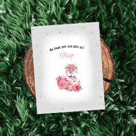 フラミンゴバレリーナシルバーベビーシャワーRSVP エンクロージャーカード