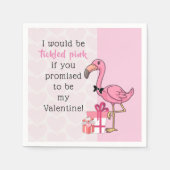 フラミンゴバレンタインズデイカクテル紙ナプキンス スタンダードカクテルナプキン (正面)