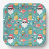 フラミンゴバーズサンタクロース7月のクリスマスパーティー ペーパープレート (正面)