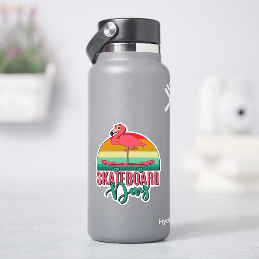フラミンゴバードスケートボード4"キスカットビニールシール シール (HydroFlask)