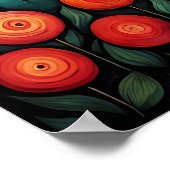 フラミンゴバードレイクサンセットカラフルフローラ ポスター (角)