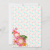 フラミンゴパイナップルと熱帯フローラ誕生日 招待状 (裏面)