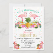 フラミンゴパイナップルトロピカルSweet sixteen誕生日 招待状 (正面)