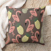 フラミンゴパイナップル手描きドードル クッション (ブランケット)