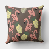 フラミンゴパイナップル手描きドードル クッション (裏面)