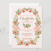 フラミンゴパイナップル誕生日招待 招待状 (正面/裏面)