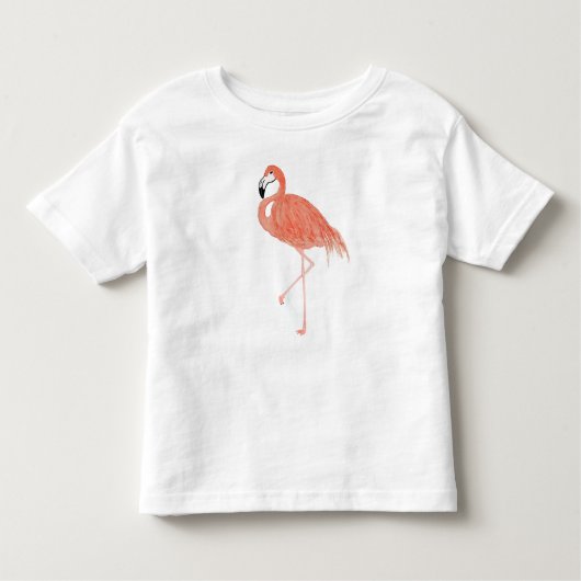 フラミンゴパターン水彩画の幼児のワイシャツ トドラーTシャツ (正面)