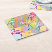 フラミンゴパレード スクエアペーパーコースター (アングル)