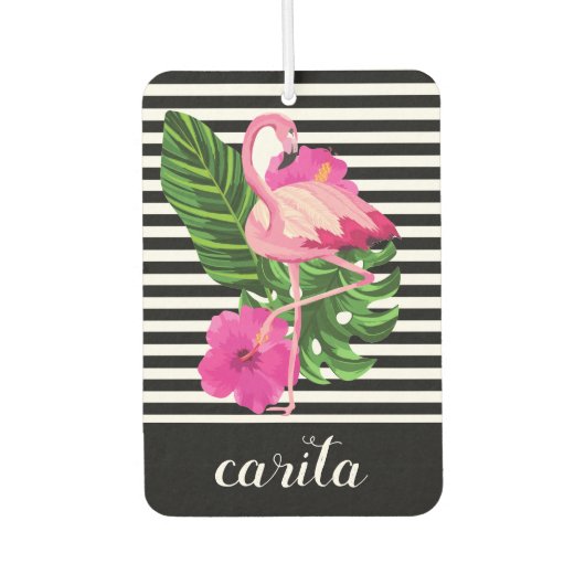 フラミンゴパーソナライズされたエアストライプのフレッシュナー カーエアーフレッシュナー (正面)