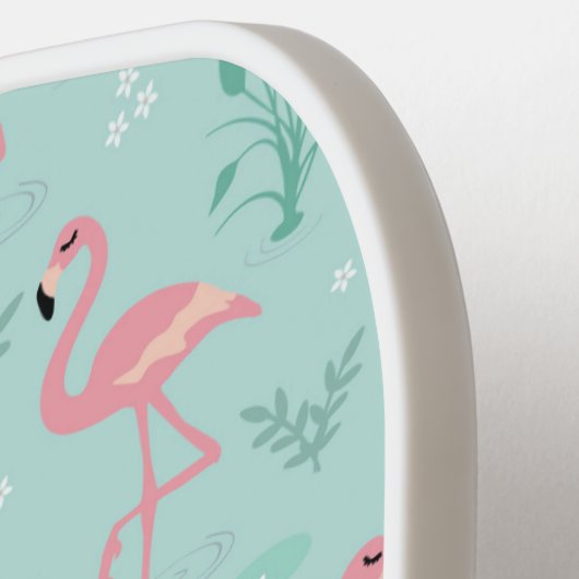 フラミンゴパーソナライズされたギフトモノグラム ピックルボールラケット (左詳細)