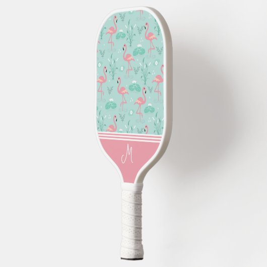 フラミンゴパーソナライズされたギフトモノグラム ピックルボールラケット (左)