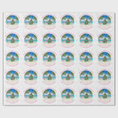 フラミンゴパーソナライズされたトロピカルクリスマスツリー ラッピングペーパー (フラット)