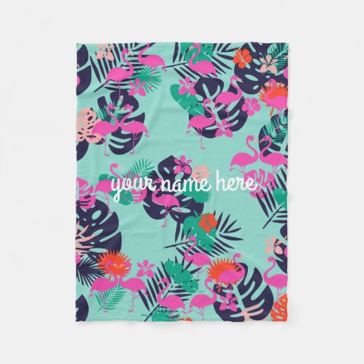 フラミンゴパーソナライズされた毛布 フリースブランケット (正面)