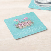 フラミンゴパーソナライズされた スクエアペーパーコースター (アングル)