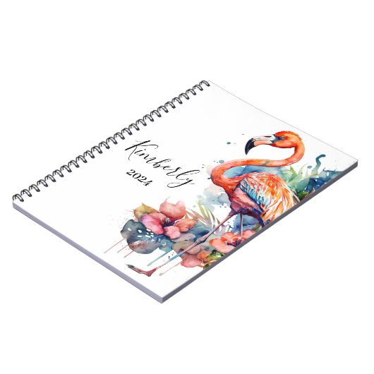 フラミンゴパーソナライズされた ノートブック (左側)