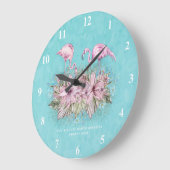 フラミンゴパーソナライズされた ラージ壁時計 (傾斜)