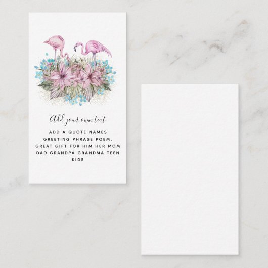 フラミンゴパーソナライズされた 名刺 (正面/裏面)