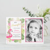 フラミンゴパーティの招待状熱帯誕生日ルアウ（ハワイ式宴会） 招待状 (スタンド正面)