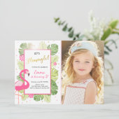 フラミンゴパーティの招待状熱帯誕生日ルアウ(ハワイ式宴会) 招待状 (スタンド正面)