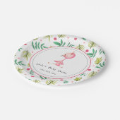 フラミンゴパーティーパーソナライズされたかわいい赤ちゃんシャワー ペーパープレート (アングル)