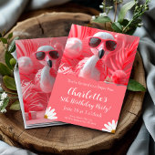 フラミンゴパーティー誕生日 子供へ 招待状