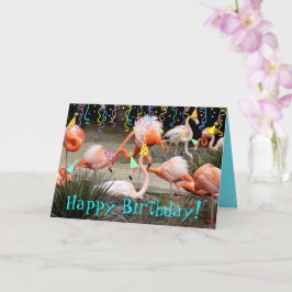 フラミンゴパーティー鳥ハッピーバースデーカード カード