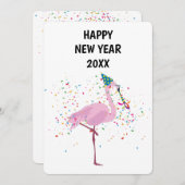 フラミンゴパーティー – 動物の休日の新年のカード シーズンカード (正面/裏面)