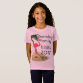 フラミンゴパームツリートロピカルファミリー懇親会ガールズ Tシャツ (正面フル)