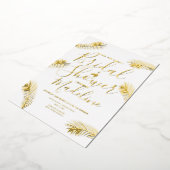 フラミンゴパームブライダルシャワーフォイルプレス 箔シーズンカード (回転した状態)