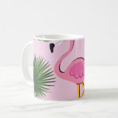 フラミンゴパーム葉トロピカルデザイン コーヒーマグカップ (正面左)
