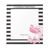 フラミンゴビベスオンリーブラック&ホワイトストライプズFlamingo ノートパッド (正面)
